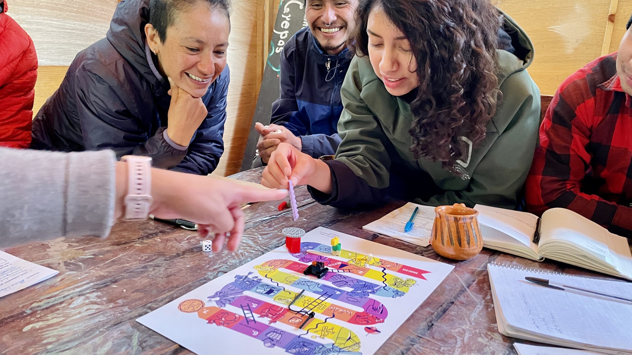 Fotografía de un grupo de proveedores turísticos en una dinámica tipo juego, aprendiendo conceptos sobre turismo accesible.