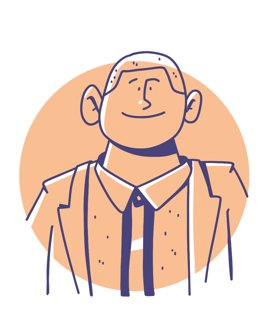 Ilustración de Luis Fernando Cabrera, una persona con discapacidad visual con cabello corto. Viste de camisa con tres franjas verticales al centro y un saco.